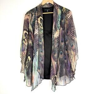 Sara Michelle Chiffon Peacock Blouse Womens 3X Fairy Ethereal Feminine Romantic